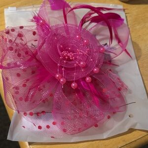 Chic Hot Pink Feathered Hair Fascinator